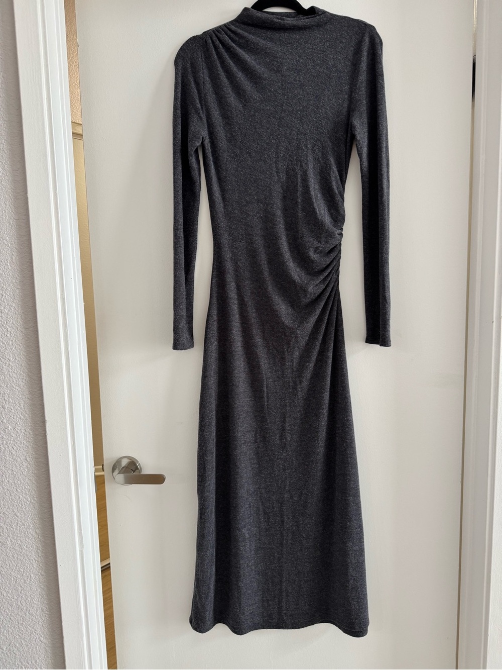 Rails Charcoal Long-Sleeve Ruched Maxi Dress